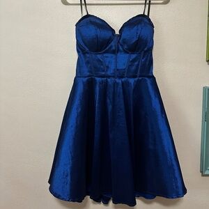 Macys Blue Strapless Homecoming Dress